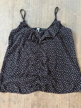 Maurices Black Camisole with Pink Micro Floral Print